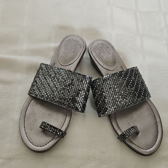 Elegant Silver Slide Sandals - Picture 6 of 16